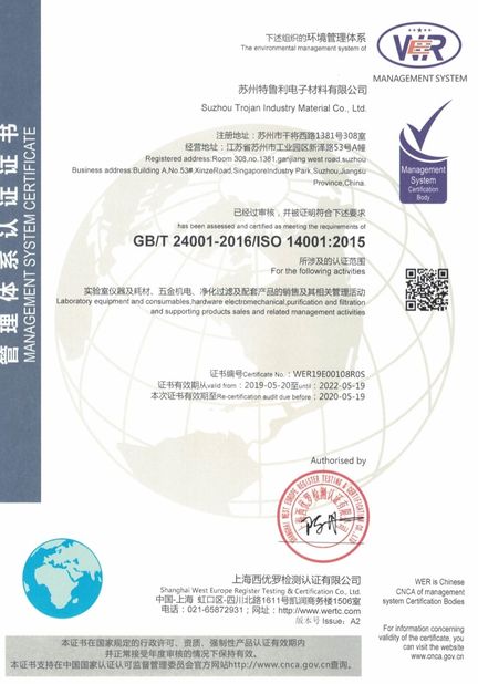 중국 Suzhou Trojan Industry Material Co.,Ltd 인증